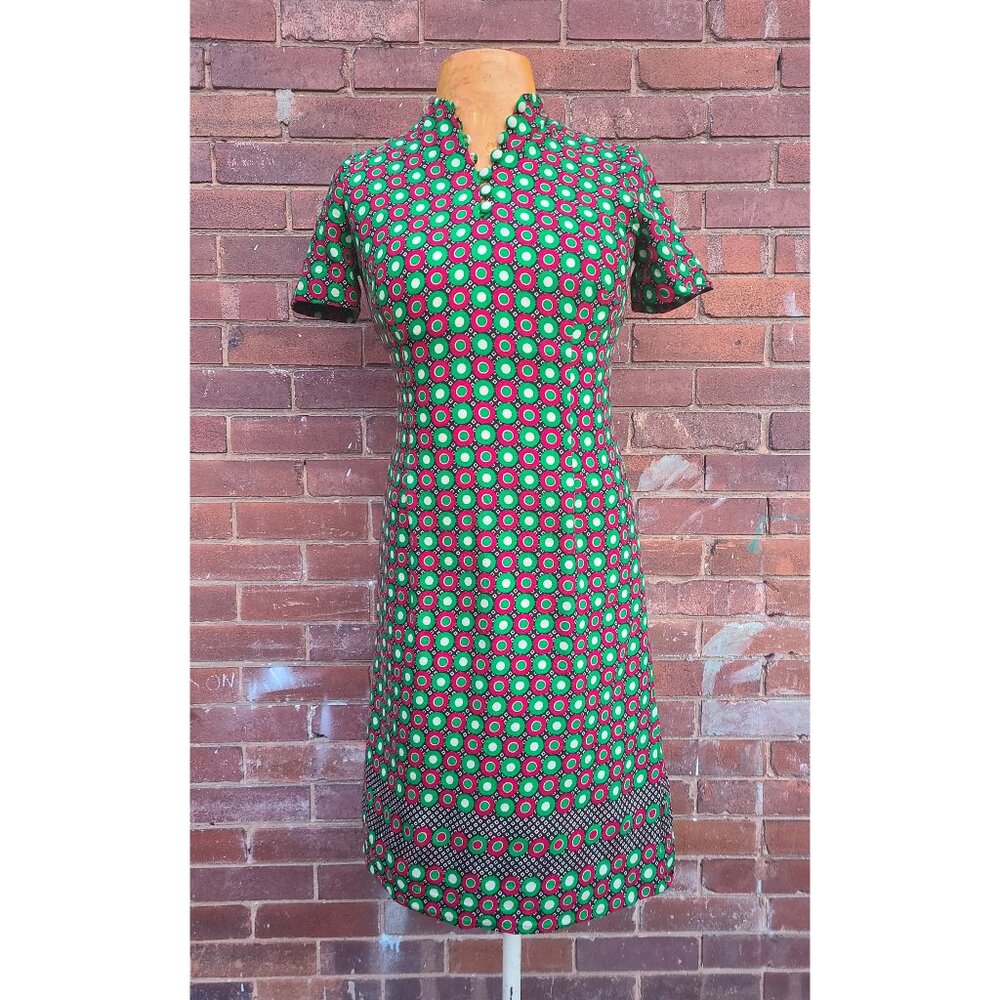 Vintage '60s mandarin collar dress size M